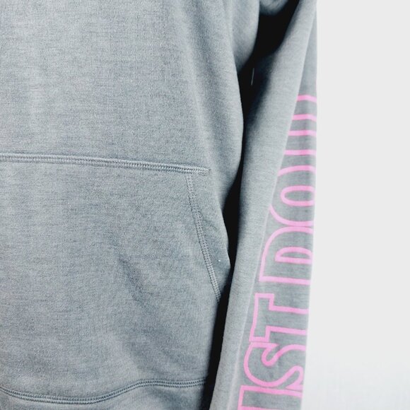 Nike Women's Grey Pink Dri-FIT Just Do It Lightweight Pullover Hoodie Size L - Picture 10 of 14